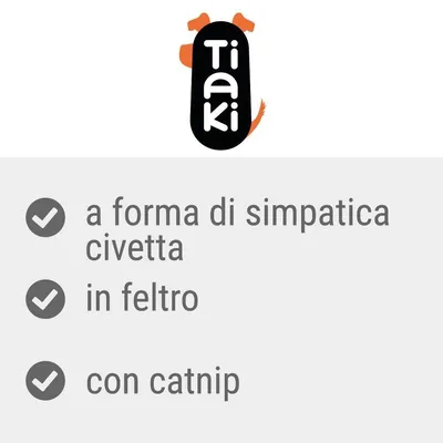 Tiaki. A forma di simpatica civetta, in feltro, con catnip.