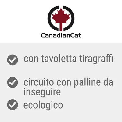 CanadianCat con tavoletta tiragraffi, circuito con palline da inseguire, ecologico