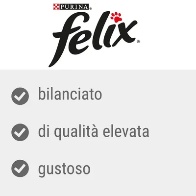 Purina Felix, bilanciato, di qualità elevata, gustoso Purina Felix, bilanciato, di qualità elevata, gustoso