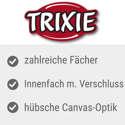 Trixie. Meerdere vakken, binnenvak met sluiting, mooie canvas-look.