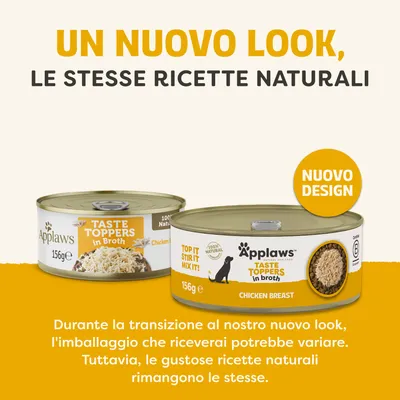 Applaws Taste Toppers in Brodo Petto di Pollo, nuovo design. Nota: durante la fase di transizione, il design della confezione consegnata può variare, la ricetta rimane invariata. Applaws Taste Toppers in Brodo Petto di Pollo, nuovo design. Nota: durante la fase di transizione, il design della confezione consegnata può variare, la ricetta rimane invariata.
