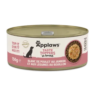 Sparpaket Applaws Taste Toppers Natural in Brühe 24 x 156 g - Huhn mit Schinken Sparpaket Applaws Taste Toppers Natural in Brühe 24 x 156 g - Huhn mit Schinken