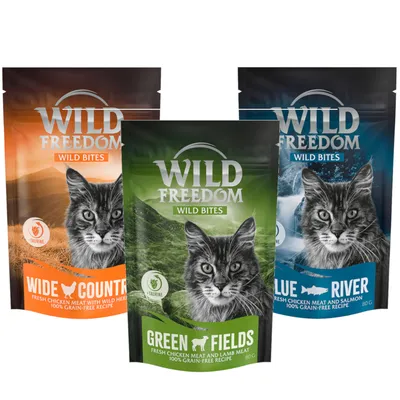Wild Freedom Wild Bites: Wide Country с курицей, Green Fields с курицей и ягненком, Blue River с курицей и лососем. 100% беззерновой состав, по 80 г.