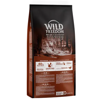 Wild Freedom Katzenfutter, 40% frisches Fleisch, getreidefrei, artgerecht, hergestellt in Deutschland, recycelbares Material.