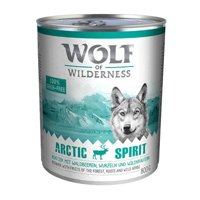 Wolf of Wilderness Arctic Spirit, 100% grain-free, poroa metsämarjojen, juurien ja villiyrttien kanssa, 800 g säilyketölkki.