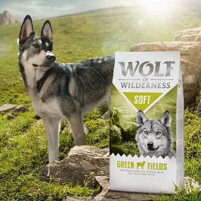Wolf of Wilderness Soft Green Fields, με φρέσκο κρέας αρνιού και κοτόπουλου, 100% χωρίς δημητριακά σύνθεση.