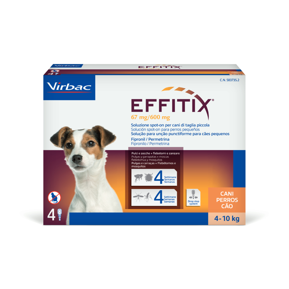 

Effitix solución spot-on para perros 4-10 kg - 8 pipetas (8 x 1,1 ml)
