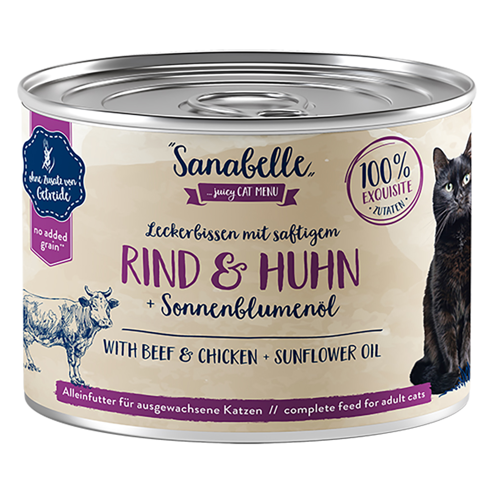 Sanabelle All Meat 6 x 195 g Alimento umido per gatti - Manzo & Pollo