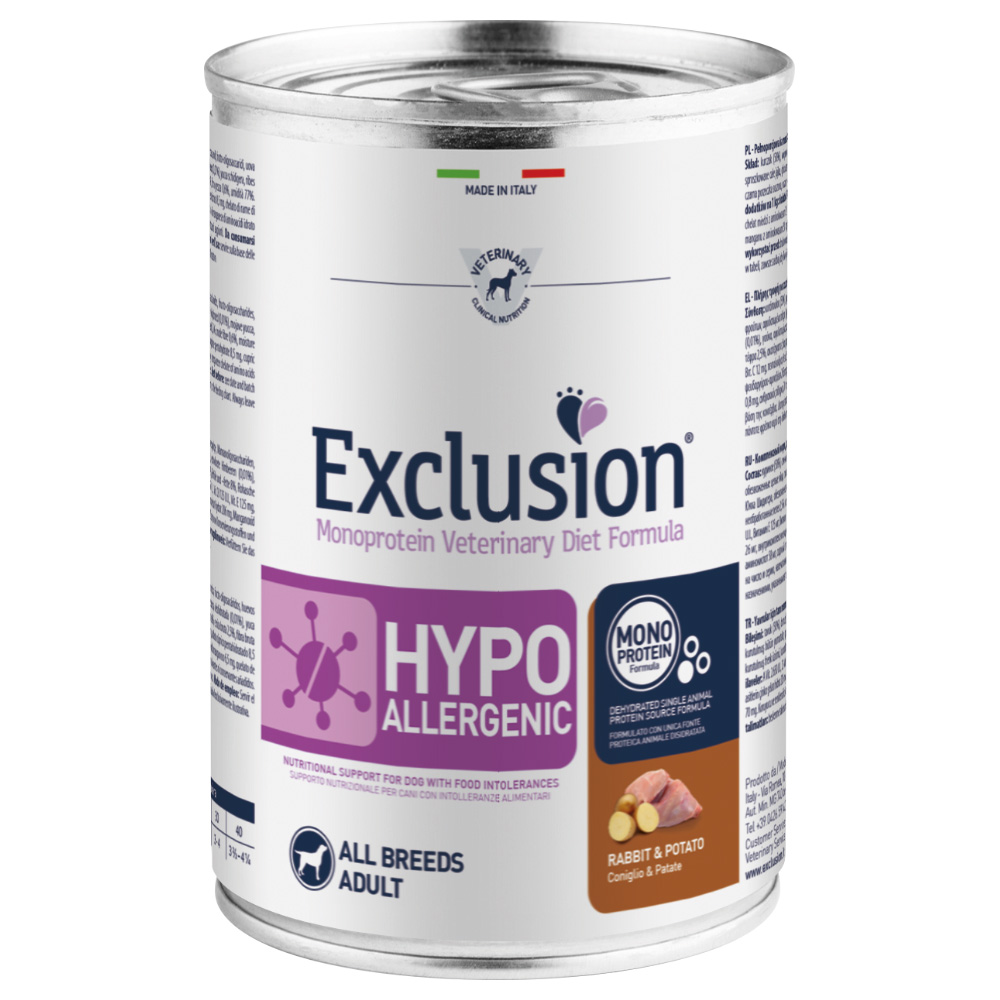 Exclusion Diet Hypoallergenic 12 x 400 g - Mix 2: 6 x Coniglio + 6 x Cervo