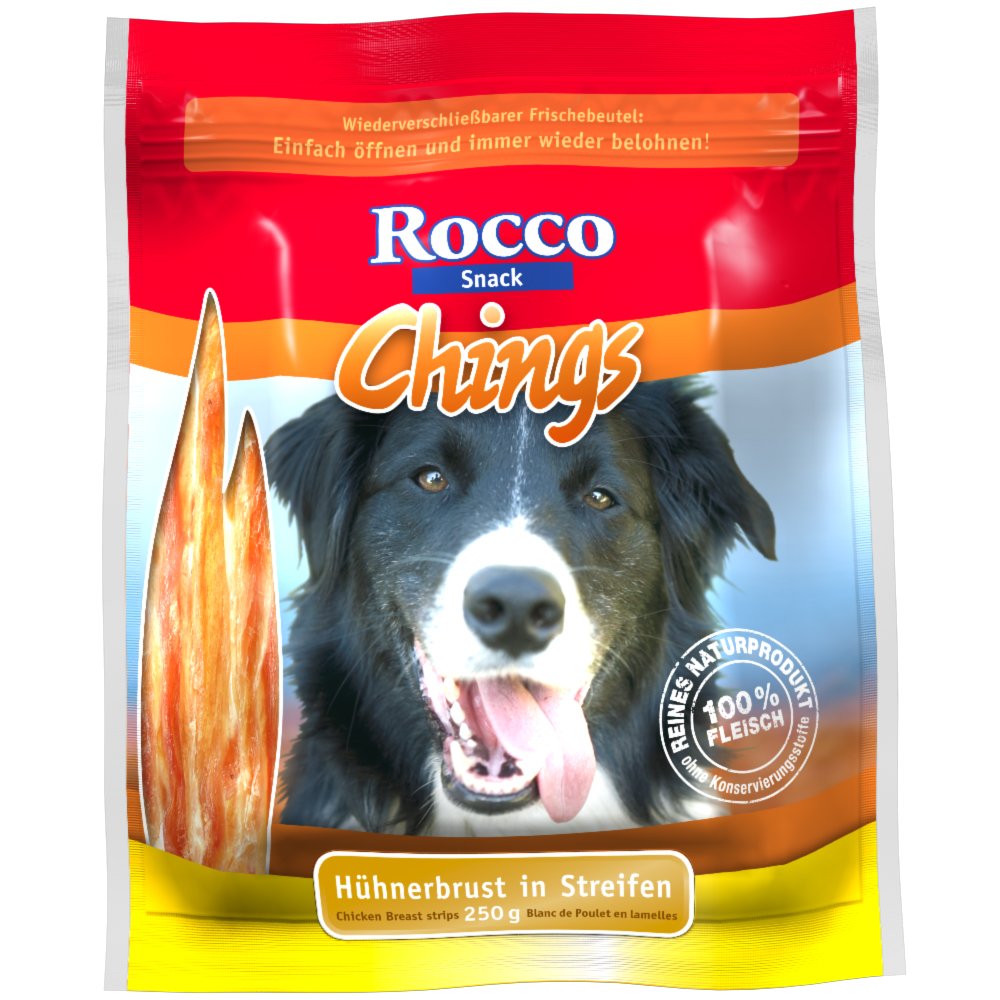 Rocco Chings sušené maso pro psy - Kuřecí prsíčka sušená 250 g
