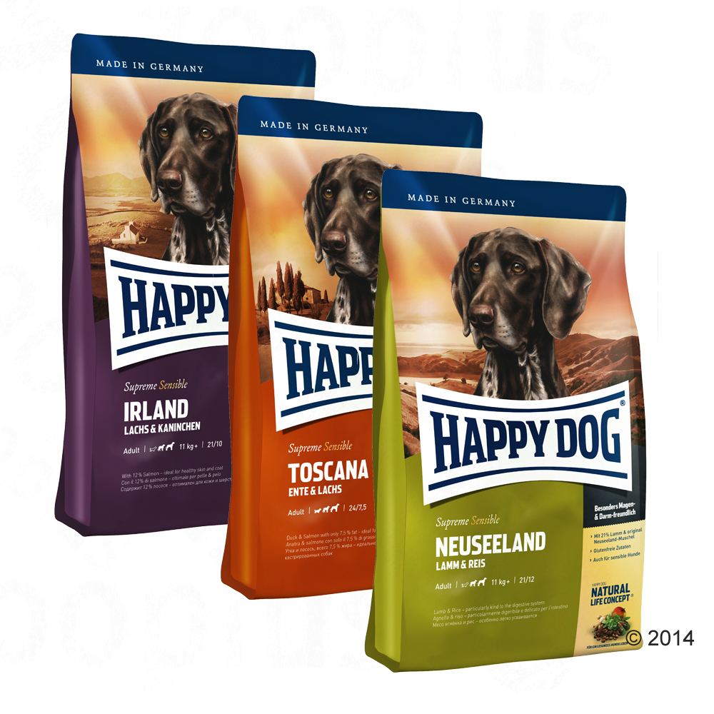 Fotografie produktu: Happy Dog Supreme "kulinářská cesta kolem světa", 3 x 4 kg - Toscana, Neuseeland, Irland