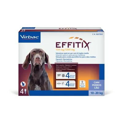 Effitix solución spot-on para perros 10-20 kg - 4 pipetas (4 x 2,2 ml) Effitix solución spot-on para perros 10-20 kg - 4 pipetas (4 x 2,2 ml)