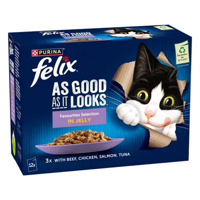 48 x 85g Felix Wet Cat Food - 3 + 1 Free! * - As Good As It Looks Favourites Selection in Jelly (48 x 85g)