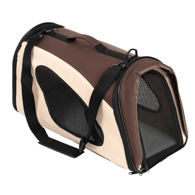 Sac de transport en nylon étanche pour chien et chat - brun, L 54 x l 27 x H 30 cm