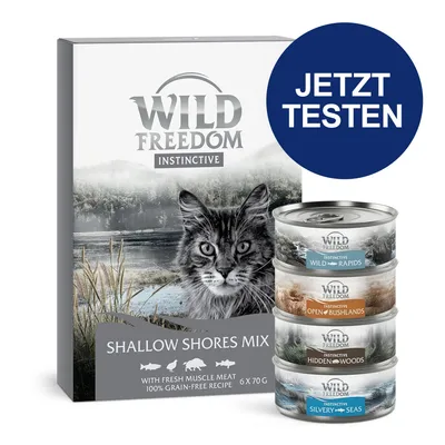 Wild Freedom Instinctive Shallow Shores Mix, 6x70g Dosen mit frischem Muskelfleisch, 100% getreidefrei. Jetzt testen.