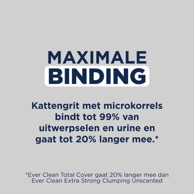 Ever Clean Super Premium klontvormend kattengrit, Total Cover-technologie, verzegelt tot 99% vast en vloeibaar afval, 10L, stofarme formule, geurloos, met actieve kool.