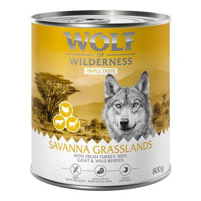 Wolf of Wilderness, The Taste of Canada, 100% kornfri opskrift med frisk oksekød, torsk, kalkun og tranebær, 800 g dåse.