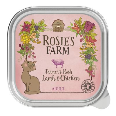 Rosie's Farm Adult, łosoś z batatami, 2 kg, + Rosie's Farm Adult, 16 x 100 g - 2 kg Adult, łosoś z batatami + 16 x 100 g jagnięcina i kurczak