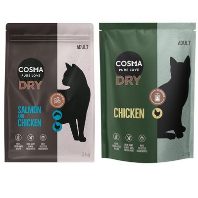 Cosma vegyes próbacsomag 2 x 2 kg Air-Dried lazac & csirke + Extruded csirke