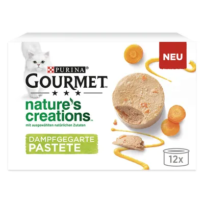 Purina Gourmet Nature's Creations, dampfgegarte Pastete mit ausgewählten natürlichen Zutaten. Neu. Packung enthält 12 Portionen.