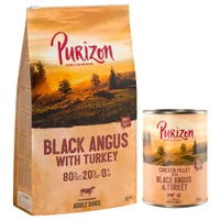 Purizon karma sucha i mokra, 12 kg + 6 x 400 g - Adult, wołowina Black-Angus i indyk