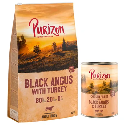 Pack Bi-nutrition : croquettes Purizon 12 kg + boîtes 6 x 400 g - 12 kg Adult Black Angus + boîtes Black Angus 6 x 400 g Pack Bi-nutrition : croquettes Purizon 12 kg + boîtes 6 x 400 g - 12 kg Adult Black Angus + boîtes Black Angus 6 x 400 g
