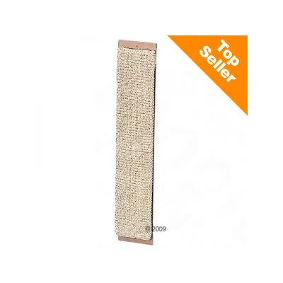 Škrabadlo pro kočky z přírodního sisalu, obdélníkový tvar, dřevěné okraje. Oranžový nápis v rohu: Top Seller.