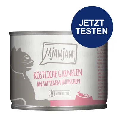 MjAMjAM Katzenfutter, köstliche Garnelen an saftigem Hühnchen, getreidefrei. Jetzt testen. MjAMjAM Katzenfutter, köstliche Garnelen an saftigem Hühnchen, getreidefrei. Jetzt testen.