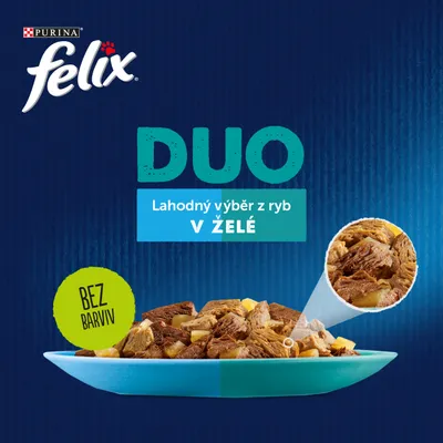 Felix Fantastic DUO kapsičky 12 x 85 g - treska a losos, losos a sardinky, sleď a pstruh, pstruh a makrela