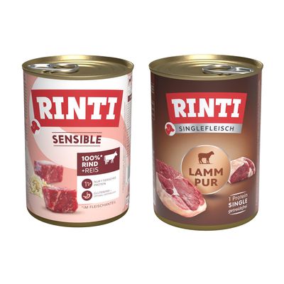 RINTI Sensible gazdaságos csomag 24 x 400 g Mix 2: bárány + marha & rizs