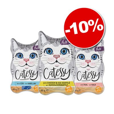 10% reducere! 54 x 85 g Catessy Paté mix delicios