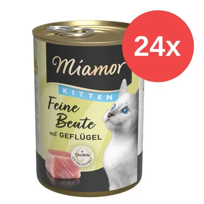 Miamor Kitten Feine Beute mit Geflügel, 24x Dose, getreidefrei, mit Taurin.