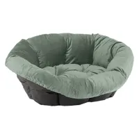 Ferplast Cesta-sofà Siesta Deluxe nera con rivestimento velluto verde - Set Tg. 8: L 85 x P 62 x H 28,5 cm (cesta + rivestimento + piedini)