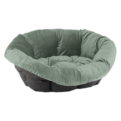 Ferplast Cesta-sofà Siesta Deluxe nera con rivestimento velluto verde Set Tg. 8: L 85 x P 62 x H 28,5 cm (cesta + rivestimento + piedini)