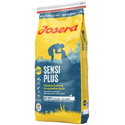 Josera Sensi Plus Adult, receita sem glúten com pato. Alimentação suave para cães sensíveis. Made in Germany. Super Premium Pet Food. Josera Sensi Plus Adult, receita sem glúten com pato. Alimentação suave para cães sensíveis. Made in Germany. Super Premium Pet Food.