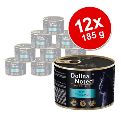 Dolina Noteci Premium, file de ton, 12x185g. Hrană pentru pisici la conservă cu gust de pește și adaos de vitamina D3 și zinc.