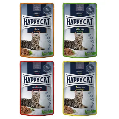 Happy Cat Meat en sauce 24 x 85 g pour chat - lot mixte II Happy Cat Meat en sauce 24 x 85 g pour chat - lot mixte II