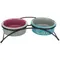 Trixie Keramik-Napf-Set Eat on Feet 2 x 300 ml, Ø 12 cm (hellgrau/altrosa/hellblau)