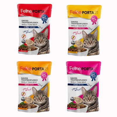 Ekonomipack: Feline Porta 21 portionspåsar 24 x 100 g Blandpack: Tonfisk