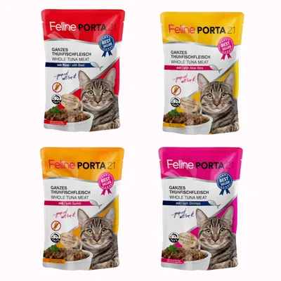 Sparpaket Feline Porta 21 Frischebeutel 24 x 100 g - Mixpaket Thunfisch (4 Sorten) Sparpaket Feline Porta 21 Frischebeutel 24 x 100 g - Mixpaket Thunfisch (4 Sorten)