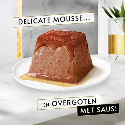 Delicate mousse en overgoten met saus!