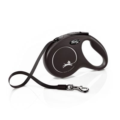 flexi New Classic Gurt-Leine M schwarz, 5 m, <25 kg Leine: 5 m lang