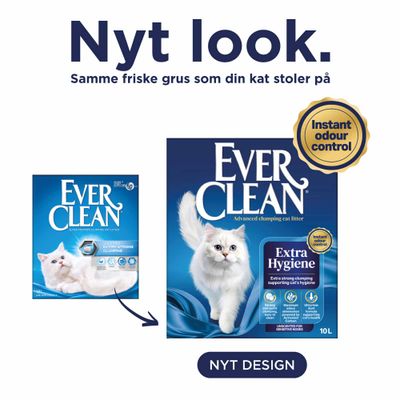 Ever Clean Extra Hygiene kattegrus med nyt design, øjeblikkelig lugtkontrol, 10 L. Bemærk nyt emballagedesign.