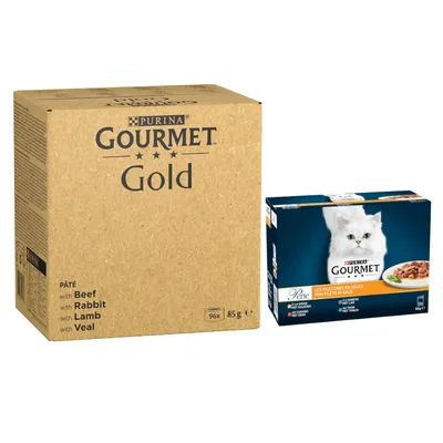 Gourmet mokra mačja hrana 96 x 85 g + mokra hrana 24 x 85 g gratis! - Gold Fina pašteta: govedina, zajec, jagnjetina, teletina 96 x 85 g + Perle mešan izbor Izbrani trakovi v omaki 24 x 85 g Gourmet mokra mačja hrana 96 x 85 g + mokra hrana 24 x 85 g gratis! - Gold Fina pašteta: govedina, zajec, jagnjetina, teletina 96 x 85 g + Perle mešan izbor Izbrani trakovi v omaki 24 x 85 g