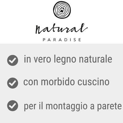 natural PARADISE, in vero legno naturale, con morbido cuscino, per il montaggio a parete