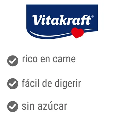 Vitakraft. Rico en carne, fácil de digerir, sin azúcar.