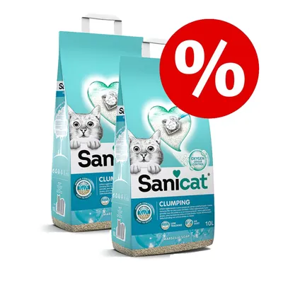 Sanicat hrudkujúca mačacia podstielka s marseillským mydlom, 10 l, pohlcuje zápach, bezprašná, ponuka s červeným percentom.