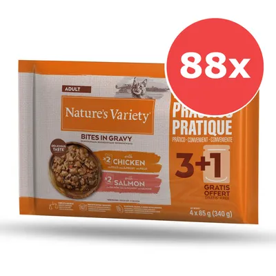 Nature's Variety Bites in Sosse Adult 44 x 85 g - mit Truthahn und Thunfisch
