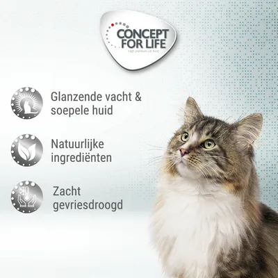 Concept for Life. Glanzende vacht & soepele huid, natuurlijke ingrediënten, zacht gevriesdroogd.