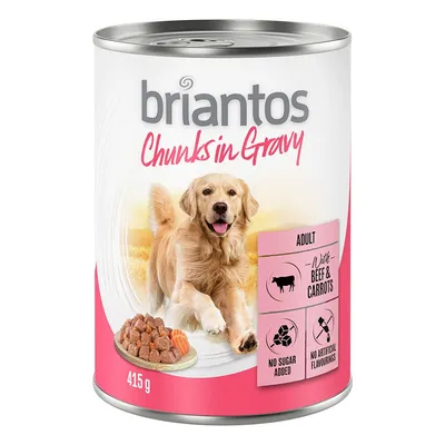 Briantos Chunks in Gravy 6 x 415 g Umido per cane - Manzo e Carote